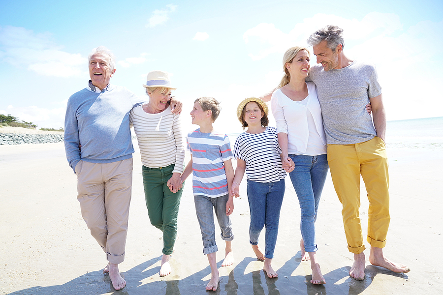 happy family on beach