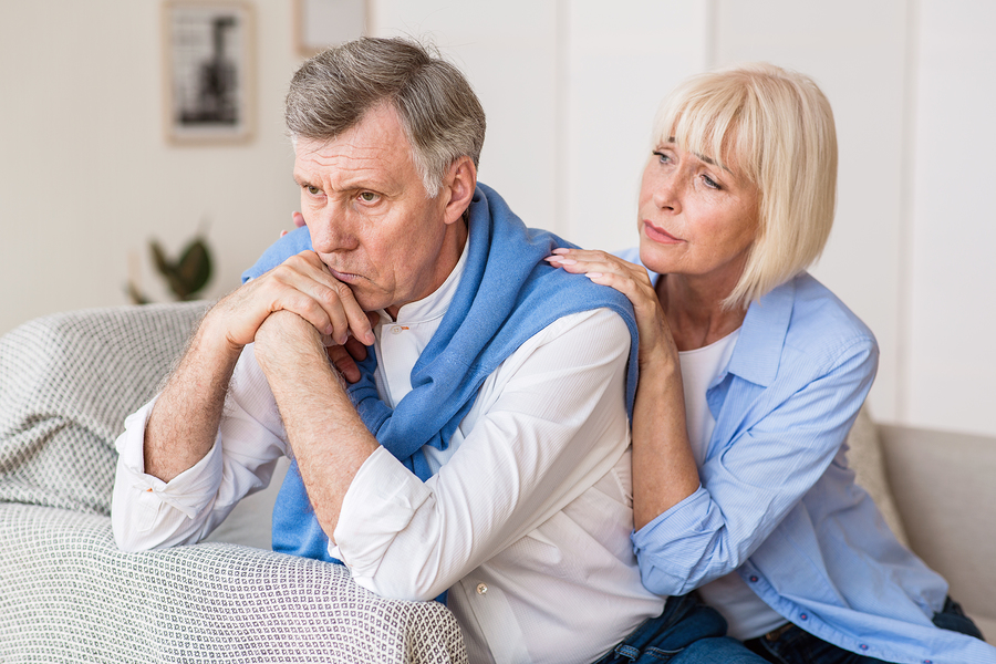 mature woman worried about her husband
