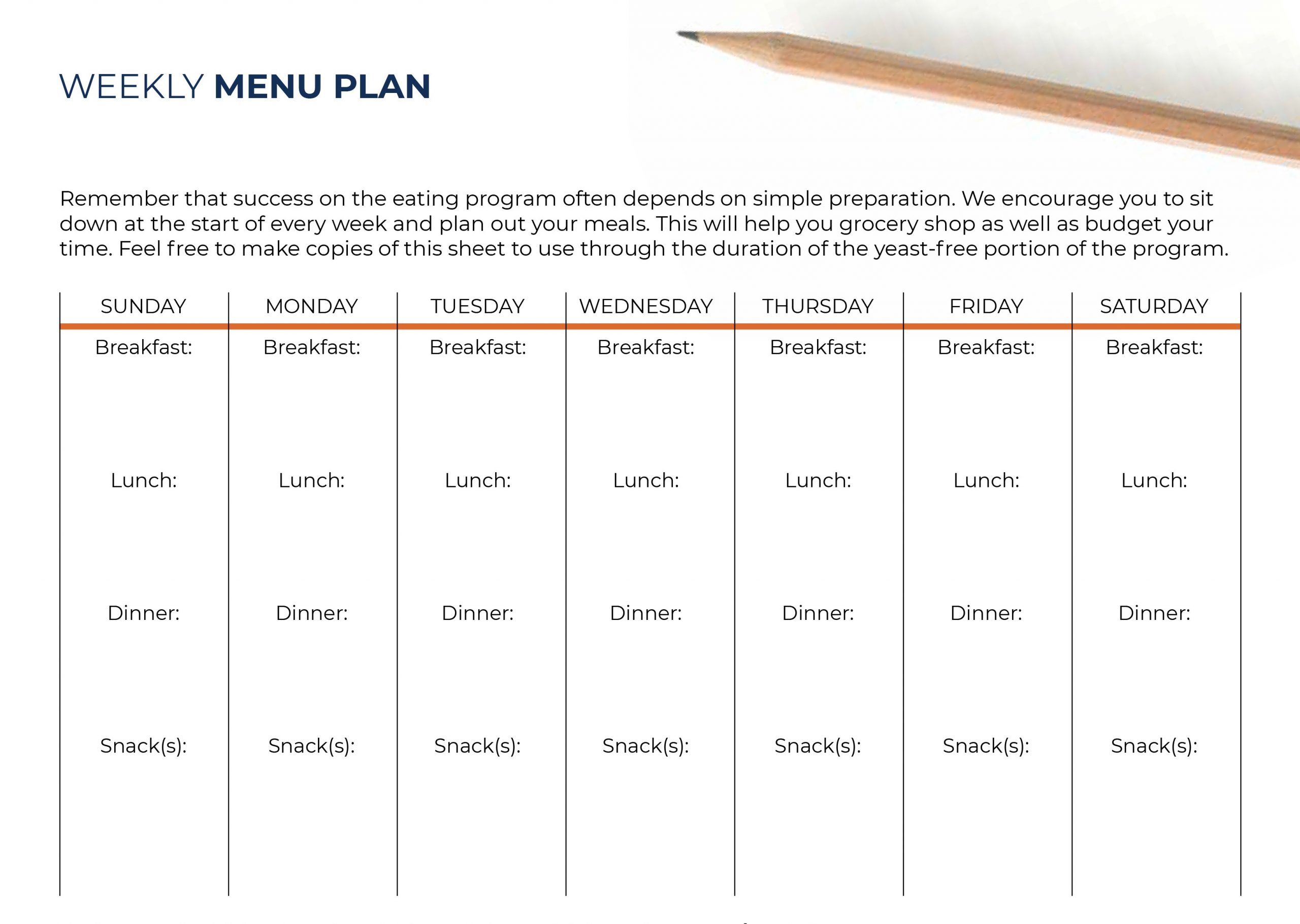 Meal Planner Calendar