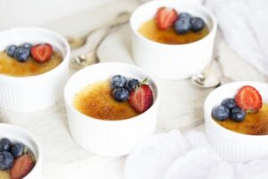 Cream Brulee in White Ramekins