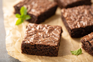 square brownies on parchment paper